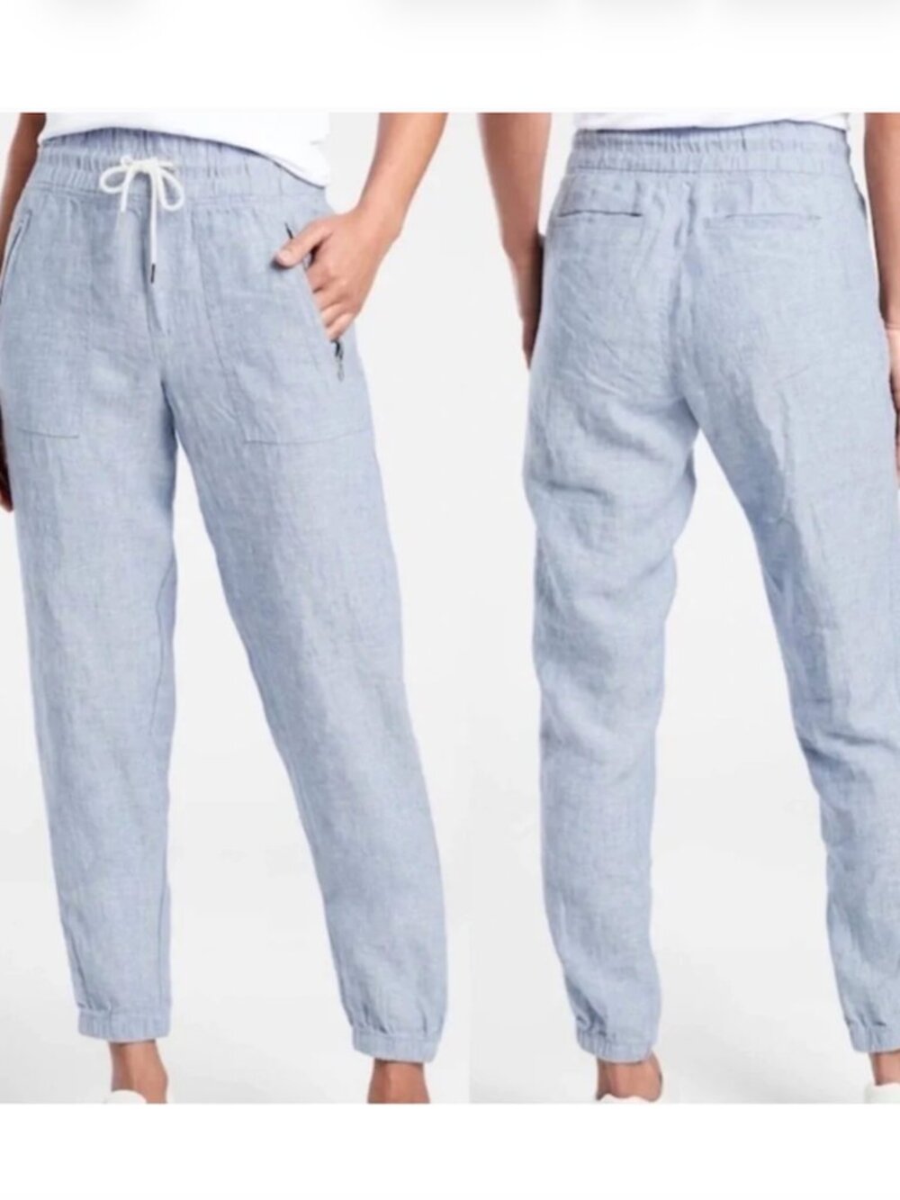 Athleta Cabo Linen Jogger (Ankle Length) in Chambray Blue Size 18